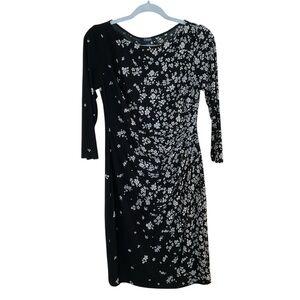 Chaps NWT Women’s Black/White Floral 3/4 Sleeve Dress. Size M